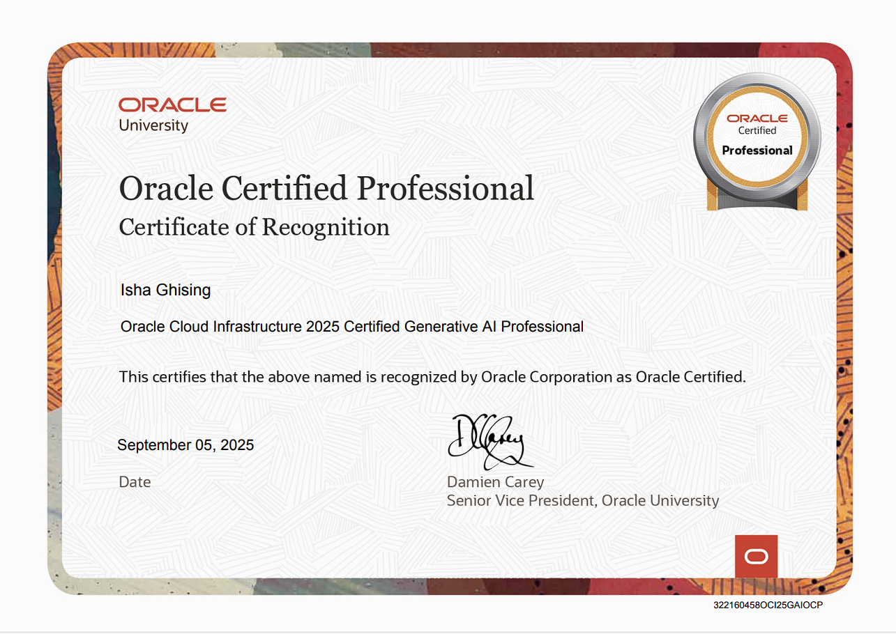 Oracle Cloud Infrastructure 2025 Certified Generative AI Professional